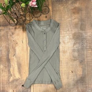 Aerie Ribbed Long Sleeve Top - Olive